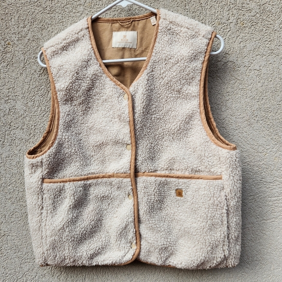 ROARK Women's Bandit Vest Small Brown Fleece Canvas Reversible Huckberry - Picture 2 of 13